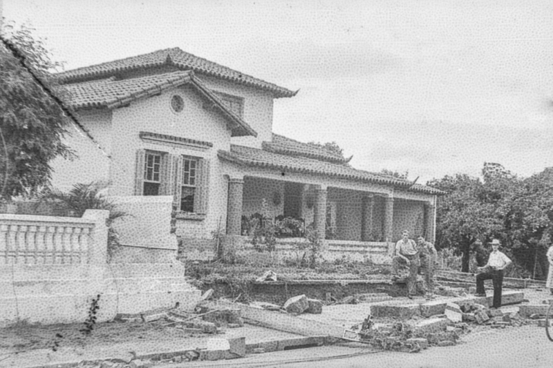 Residência de Abrahim Abraham, que foi tomada pelas águas na noite do dia 12 de dezembro de 1949.