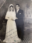 Lembrança do casamento de Gumercindo Bernardi, acrobata e assistente do pai na direção do circo, com Geny Rossato, em 1952.